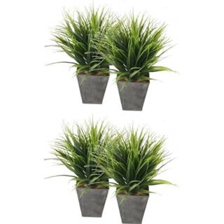 👉 Kunst plant active 4x Grass Bush kunstplanten 30 cm