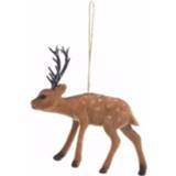 👉 Bruin kunststof 1x Kersthanger Rendier 13 Cm - Type 2 Kerstboomhanger 8719538242166