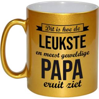👉 Koffiemok gouden volwassenen leukste en meest geweldige papa cadeau / theebeker 330 ml