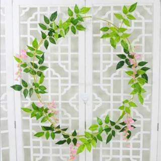 👉 Kunstbloem roze active decoratieve bloemen Kunstbloemen Vine Garland Wedding Arch Decoration Fake Plants Leaf (Pink)