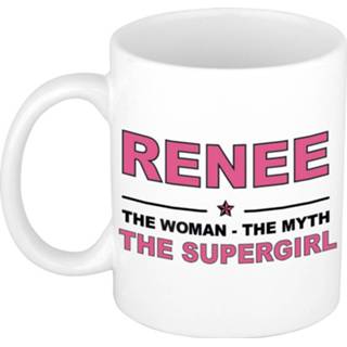 👉 Koffiemok multi keramiek vrouwen Namen / theebeker Renee The woman, myth supergirl 300 ml