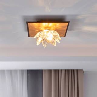 👉 Plafond lamp kristal bladgoud metaal KGL a++ goud Plafondlamp Fiore met en 1-lamps