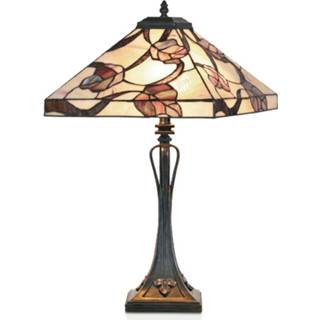 👉 Tafellamp bruin APPOLONIA in Tiffany-stijl