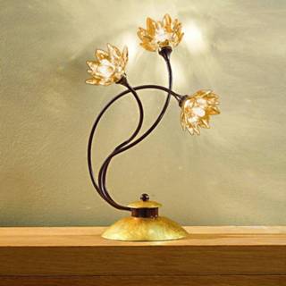 👉 Bloemvormige tafellamp Fiorella, amber kristal