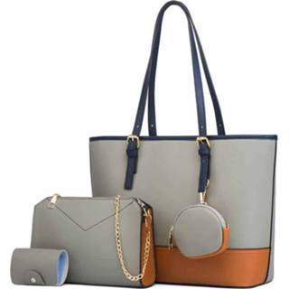 👉 Handtas grijs bruin active bagage vrouwen 4 in 1 damesmode messenger tas met grote capaciteit (grijs + bruin) 6922085044035