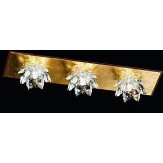 👉 Plafond lamp bladgoud kristal goud Plafondlamp Fiore met en kristal, 3-lamps