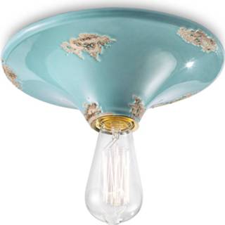 👉 Ferroluce turkoois antiek a++ keramiek Vintage-plafondlamp C134