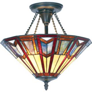 👉 Plafondlamp antiek bruin LILLIE - in Tiffany-stijl