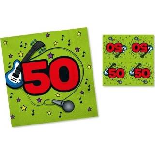 👉 Servet active groen 20x Servetten 50 jaar verjaardag groen/rood 33 x cm