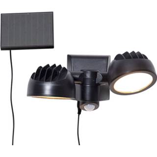 👉 Solar lamp metaal a+ warmwit zwart LED solarlamp Powerspot sensor, 2-lamps