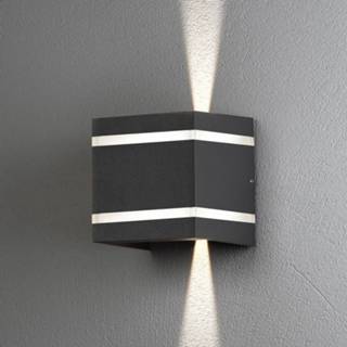 👉 Buiten wandlamp aluminium warmwit antraciet Buitenwandlamp Cremona effectstroken, hoogte 14cm