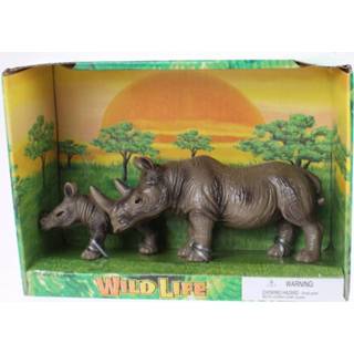 👉 Plastic active safari/wilde dieren neushoorn met kalf