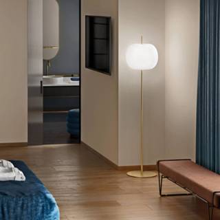 👉 Vloer lamp messing XL opaalwit a++ Kundalini Kushi vloerlamp,