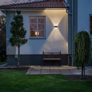 👉 Buiten wandlamp aluminium donkergrijs a+ warmwit LED buitenwandlamp Chieri met effectief licht