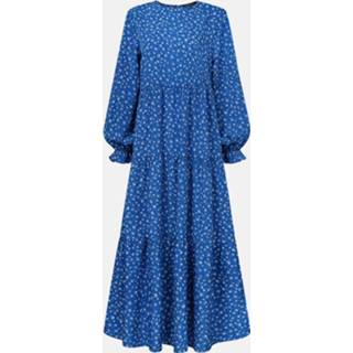 Shirt polyester s vrouwen zwart Floral Print Ruffle Long Sleeve Casual Muslim Dress for Women