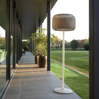 👉 Vloer lamp aluminium wit a++ Alex Fernndez Camps beige Bover Fora P - buiten vloerlamp, wit-beige