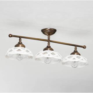 👉 Plafond lamp keramiek gegoten metaal antiek-messing a++ Plafondlamp Emanuel 3-lamps