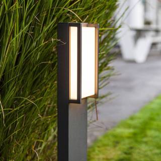 👉 Drukgegoten aluminium warmwit antraciet a+ Qubo - LED tuinpadverlichting in rechte vorm