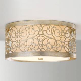 👉 Plafondlamp gepatineerd bladzilver a++ metaal Arabesque met dubbele kap