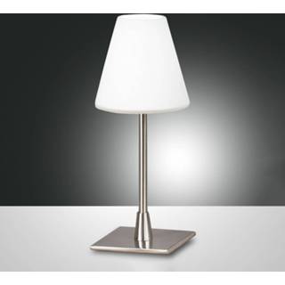 👉 Tafel lamp chroom gesatineerd nikkel LED tafellamp Lucy met touchdimmer,