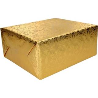 👉 Inpakpapier goud papier Luxe Kerst Op Rol - 500 X 76 Cm Cadeaupapier / Kadopapier 8718758789642
