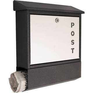 👉 Brievenbus plaatstaal verzinkt grafietgrijs c krantenvak Met opschrift Post - York