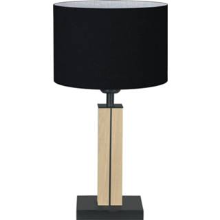 👉 Tafel lamp eiken a++ onbehandeld zwart HerzBlut Dana tafellamp natuur, 41cm