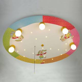 👉 Plafond lamp a++ bont MDF Rainbow Rabbit - ronde plafondlamp met LEDs