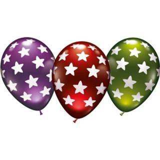 👉 Ballon multikleur 6x Stuks Luxe Metallic Ballonnen Met Sterren 30 Cm - Feestartikelen/versieringen 8718758948216