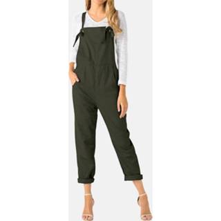 👉 Jumpsuit cotton s vrouwen coffee Adjustable Straps Solid Plus Size with Pockets