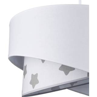 👉 Hang lamp Katoen Textiel a++ wit grijs Hanglamp Cello met sterren, wit/grijs