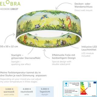 👉 Plafond lamp hout a+ groen LED plafondlamp wildernis Starlight
