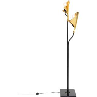👉 Vloerlamp a++ goud zwart staal gouden KARE Gingko Due met bladeren