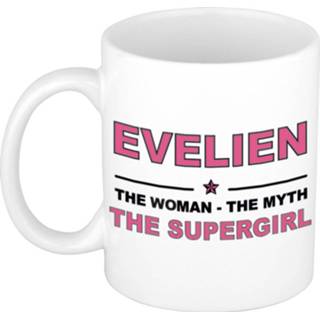 Beker vrouwen Evelien The woman, myth supergirl cadeau koffie mok / thee 300 ml