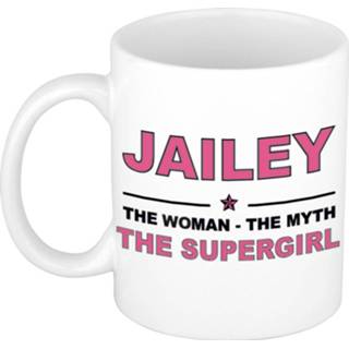 👉 Koffiemok multi keramiek vrouwen Namen / theebeker Jailey The woman, myth supergirl 300 ml