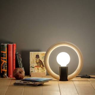 👉 Tafellamp hout licht houten multiplex a++ studio-t gebeitst Rink met ring