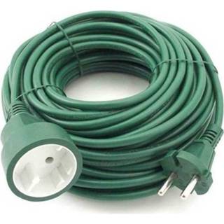 👉 Verlengsnoer groen kunststof /Kabel 20 Meter Binnen/buiten - Dubbel Ge?soleerd En Niet Geaard 8719538872943