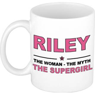 👉 Koffiemok multi keramiek vrouwen Namen / theebeker Riley The woman, myth supergirl 300 ml