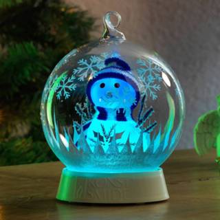 👉 Sfeer lamp glas meerkleurig wit LED sfeerlamp glasbol sneeuwpop