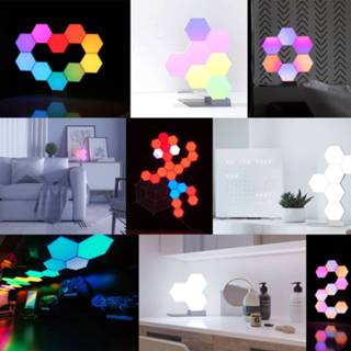 👉 Sfeerlamp wit kunststof multicolour IOS app a+ hoofdregelaar Amazon Alexa Cololight Stone set+module, 7 st., voet