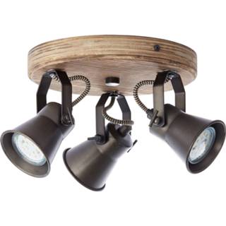 👉 A++ licht hout brilliant zwart metaal Plafondspot Seed, 3-lamps,