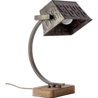 👉 Tafel lamp metaal houten metalen staal a++ zwart tafellamp Drake met voet