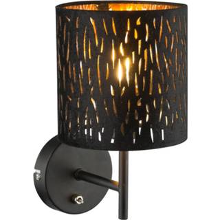 👉 Wand lamp metaal a++ goud zwart Wandlamp Tuxon met zwart-gouden kap