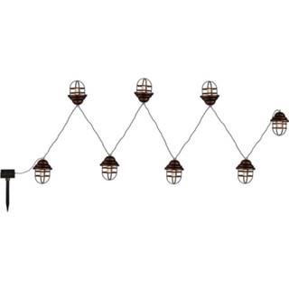 👉 Lantaarn bruin kunststof warmwit Solar-lichtketting Lina met 8 lantaarns