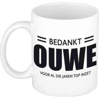 Beker active wit Bedankt ouwe voor de top inzet pensioen mok / afscheidscadeau 300 ml
