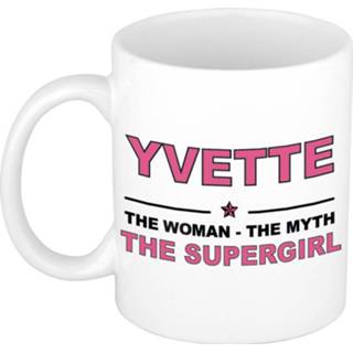 👉 Koffiemok multi keramiek vrouwen Namen / theebeker Yvette The woman, myth supergirl 300 ml