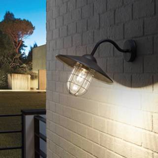 👉 Buiten wandlamp verzinkt staal eglo zwart a++ transparant Buitenwandlamp Melgoa in nautische look