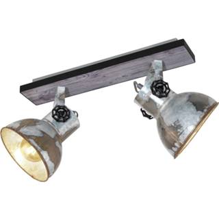 👉 Eglo bruin a++ metaal Industrieplafondlamp Barnstaple 2-lamps