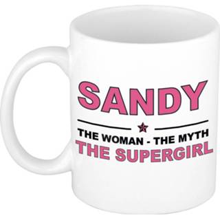 👉 Koffiemok multi keramiek vrouwen Namen / theebeker Sandy The woman, myth supergirl 300 ml