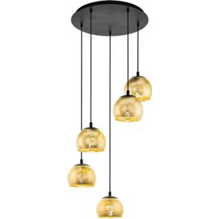 👉 Hanglamp a++ zwart goud staal Albaraccin met vijf kappen in